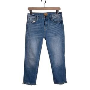 DRIFTWOOD Candace light wash women’s raw hem straight leg jeans 28